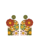 70s Burnt Orange Floral Arch Earrings