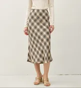 Beautiful Chaos Flowy Plaid Print Midi Skirt