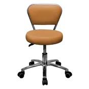 Round Stool with Back - SC-1016 LIGHT BROWN