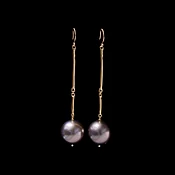 18k Cast Line XL Tahitian Earring