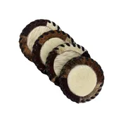 American West at Home Hair-On Hide 5" Round Coaster with Suede Backing - Light Center