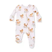 2 Way Ruffle Back Zipper Footie - Pink Ponies