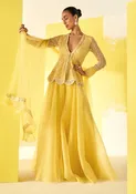 Aafeh yellow peplum sharara set