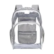 CMR Cosmetics Clear Transparent Backpack – Heavy-Duty Waterproof TPU, Smooth Zipper, Travel, Festivals – Comfortable Wide Straps, Gray