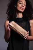 Baguette Clutch - Gold Snake