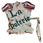 1930s French Provincial Antique Painted Metal Trade Sign 'La Poterie'