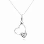 0.05 ct. Diamond 14K White Gold Double Heart Pendant