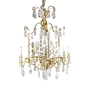 A Fabulous Gilt-Metal and Rock Crystal Cage-Formed Eight-Light Chandelier