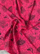 100% Silk Georgette - Fan, Heart and Old Timey People Print - 1 Yard x 58" Wide