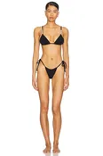 La Porte Kendall Triangle Bikini Top - Jet Black Jacquard