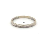 0.02 Carat Round Brilliant I I1 Diamond 14 Karat White Gold Wedding Band Ring