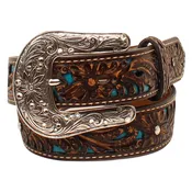 22" Ariat Girls Rhinestone Sparkly Floral Leather Belt