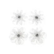 3D Layered Vellum Daisy with Gem Self-Adhesive Floral Embellishments, 2-3/4-Inch, 4-Count