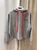 27 Miles Malibu Grey Cashmere Love Embroidered Knit Hoodie sz S