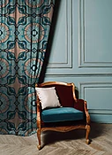 Aqua Floral Velvet Blackout Curtains - Pair (2)