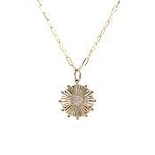 14K Gold and Diamond Heart Charm Necklace