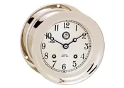 4 1/2" Ship's Bell Clock in Nickel - Marines Black & White Emblem