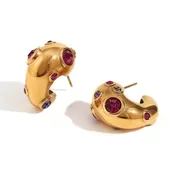 Adella Earrings - Colorful Zircon Bubble Hoop Gold Plated