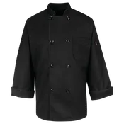 Eight Pearl Button Black Chef Coat