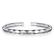 925 Sterling Silver Faceted Open Cuff Bracelet