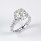 2.41ct Lab Grown Cushion Cut Diamond Halo Ring