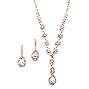 Dramatic Rhinestone Prom or Wedding Necklace Set with Pear Drops
