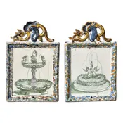 Pair of 18th Century Italian Ceramic Plaques, Italy, Region of Florence, dated 1759 — Wolf Hall Antiques