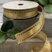 Gold Jacquard Wired Stripe Ribbon