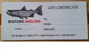 Bigfork Anglers Gift Certificate
