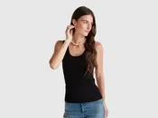 Black tank top in pure cotton