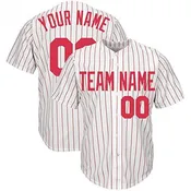 Custom Baseball Jersey Embroidered Your Names and Numbers – Pinstripe(White/Red)
