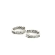 14kt. White Gold and Diamond Hoop Earrings — Multipearl