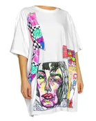 Unisex Patchwork White Art Print Tshirts