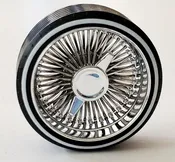 1/18 SUPER SPOKES FAT CAP Knockoff LOWRIDER SPOKED Rim & WW LOW PRO Tire Set CHROME