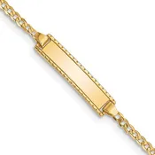 14k Yellow Gold 6" Curb Link Baby/Child ID Bracelet