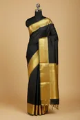 Black Pure Kanjeevaram Silk Saree with Gold Border & Pallu