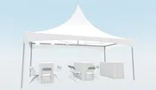 20’x10′ High Peak Tent Package (rectangular seating+food layout)