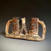 Isleta Pueblo Candlestick Holder with Chicken Figure circa 1895-1915 — Kimosabé Vintage Southwest - Taos -
