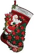 Bucilla Felt Applique Christmas Stocking Kit: Santa Poinsettia Tree