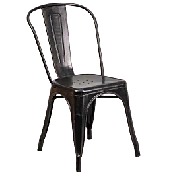 Black-Antique Gold Bistro Style Metal Chair