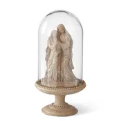 10.5 Inch Resin Woodgrain & Gold wash Nativity Cloche