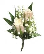 2 WHITE SWEETHEART ROSES WITH BABY'S BREATH