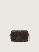 Mini Star Bag aus schwarzbraunem Distressed-Leder mit Ton in Ton gehaltenem Stern