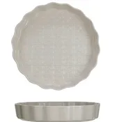 11" Round Embossed Stoneware Fluted Pie Dish