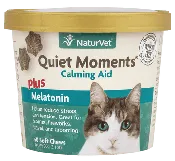 6X NaturVet Quiet Moments Calming Aid + Melatonin Soft Chews for Cats 60ct
