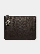 Amsterdam Italian Python Leather Handbag Midnight