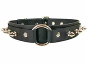 1 1/8" Black Vegan Leather Spike O-Ring Collar
