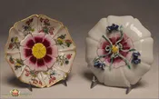 A Pair of Antique Chinese Export Lotus Saucers, c1735