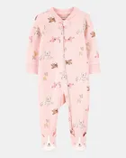 Baby Girl Dog Print 2-Way Zip Cotton Sleep & Play Pajamas - Pink