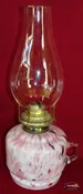 1880's Pink-Cranberry Spatter Glass Finger Lamp